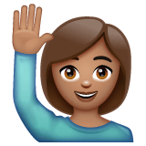 Whatsapp design of the woman raising hand: medium skin tone emoji verson:2.23.2.72