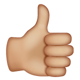 Whatsapp design of the thumbs up: medium-light skin tone emoji verson:2.23.2.72