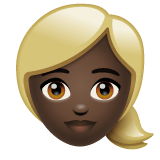 Whatsapp design of the woman: dark skin tone blond hair emoji verson:2.23.2.72