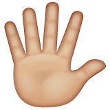 Whatsapp design of the hand with fingers splayed: medium-light skin tone emoji verson:2.23.2.72