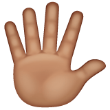 Whatsapp design of the hand with fingers splayed: medium skin tone emoji verson:2.23.2.72