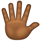 Whatsapp design of the hand with fingers splayed: medium-dark skin tone emoji verson:2.23.2.72