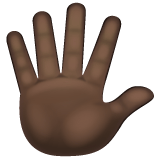 Whatsapp design of the hand with fingers splayed: dark skin tone emoji verson:2.23.2.72