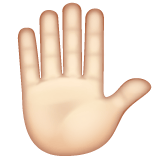 Whatsapp design of the raised hand: light skin tone emoji verson:2.23.2.72
