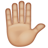 Whatsapp design of the raised hand: medium-light skin tone emoji verson:2.23.2.72