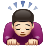 Whatsapp design of the person bowing: light skin tone emoji verson:2.23.2.72