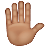 Whatsapp design of the raised hand: medium skin tone emoji verson:2.23.2.72