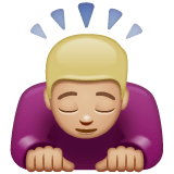 Whatsapp design of the person bowing: medium-light skin tone emoji verson:2.23.2.72