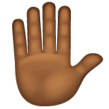 Whatsapp design of the raised hand: medium-dark skin tone emoji verson:2.23.2.72