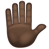 Whatsapp design of the raised hand: dark skin tone emoji verson:2.23.2.72