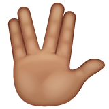 Whatsapp design of the vulcan salute: medium skin tone emoji verson:2.23.2.72