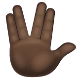 Whatsapp design of the vulcan salute: dark skin tone emoji verson:2.23.2.72