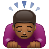 Whatsapp design of the man bowing: medium-dark skin tone emoji verson:2.23.2.72