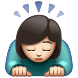 Whatsapp design of the woman bowing: light skin tone emoji verson:2.23.2.72
