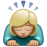 Whatsapp design of the woman bowing: medium-light skin tone emoji verson:2.23.2.72
