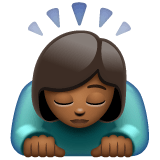 Whatsapp design of the woman bowing: medium-dark skin tone emoji verson:2.23.2.72