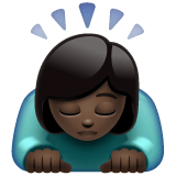 Whatsapp design of the woman bowing: dark skin tone emoji verson:2.23.2.72