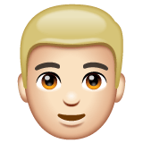 Whatsapp design of the man: light skin tone blond hair emoji verson:2.23.2.72