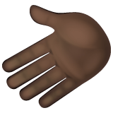 Whatsapp design of the leftwards hand: dark skin tone emoji verson:2.23.2.72