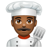 Whatsapp design of the man cook: medium-dark skin tone emoji verson:2.23.2.72