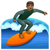 Whatsapp design of the person surfing: medium-dark skin tone emoji verson:2.23.2.72