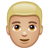 Whatsapp design of the man: medium-light skin tone blond hair emoji verson:2.23.2.72