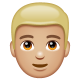 Whatsapp design of the man: medium-light skin tone blond hair emoji verson:2.23.2.72