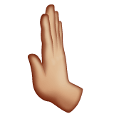 Whatsapp design of the leftwards pushing hand: medium-light skin tone emoji verson:2.23.2.72