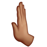 Whatsapp design of the leftwards pushing hand: medium skin tone emoji verson:2.23.2.72