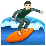 Whatsapp design of the man surfing: light skin tone emoji verson:2.23.2.72
