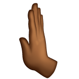 Whatsapp design of the leftwards pushing hand: medium-dark skin tone emoji verson:2.23.2.72