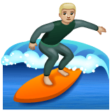 Whatsapp design of the man surfing: medium-light skin tone emoji verson:2.23.2.72