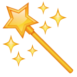 Whatsapp design of the magic wand emoji verson:2.23.2.72