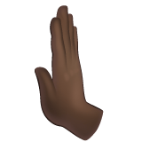 Whatsapp design of the leftwards pushing hand: dark skin tone emoji verson:2.23.2.72