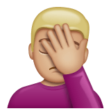 Whatsapp design of the man facepalming: medium-light skin tone emoji verson:2.23.2.72