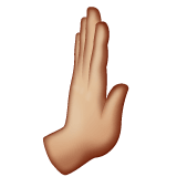 Whatsapp design of the rightwards pushing hand: medium-light skin tone emoji verson:2.23.2.72