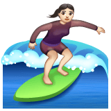 Whatsapp design of the woman surfing: light skin tone emoji verson:2.23.2.72