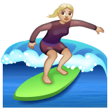 Whatsapp design of the woman surfing: medium-light skin tone emoji verson:2.23.2.72