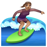 Whatsapp design of the woman surfing: medium skin tone emoji verson:2.23.2.72