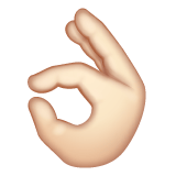 Whatsapp design of the OK hand: light skin tone emoji verson:2.23.2.72