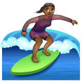 Whatsapp design of the woman surfing: medium-dark skin tone emoji verson:2.23.2.72