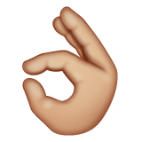 Whatsapp design of the OK hand: medium-light skin tone emoji verson:2.23.2.72