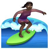 Whatsapp design of the woman surfing: dark skin tone emoji verson:2.23.2.72
