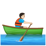 Whatsapp design of the person rowing boat: light skin tone emoji verson:2.23.2.72
