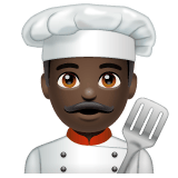 Whatsapp design of the man cook: dark skin tone emoji verson:2.23.2.72