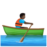 Whatsapp design of the person rowing boat: dark skin tone emoji verson:2.23.2.72