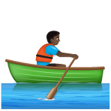 Whatsapp design of the person rowing boat: dark skin tone emoji verson:2.23.2.72
