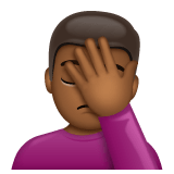 Whatsapp design of the man facepalming: medium-dark skin tone emoji verson:2.23.2.72