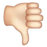 Whatsapp design of the thumbs down: light skin tone emoji verson:2.23.2.72