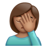 Whatsapp design of the woman facepalming: medium skin tone emoji verson:2.23.2.72